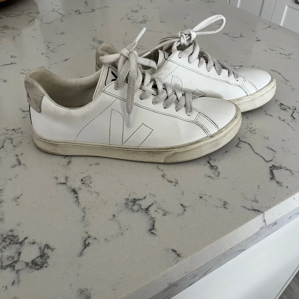Veja esplar White Sneakers with Logo Detail suede lace up tennis shoe